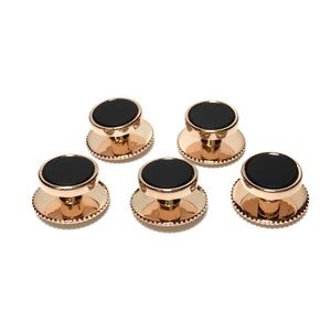 5 Rose Gold and Onyx Tuxedo Shirt Studs